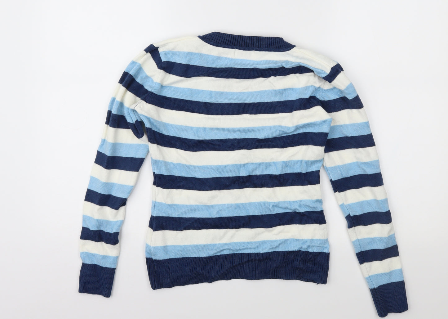 Penfetto Womens Blue Striped Knit Pullover Jumper Size L