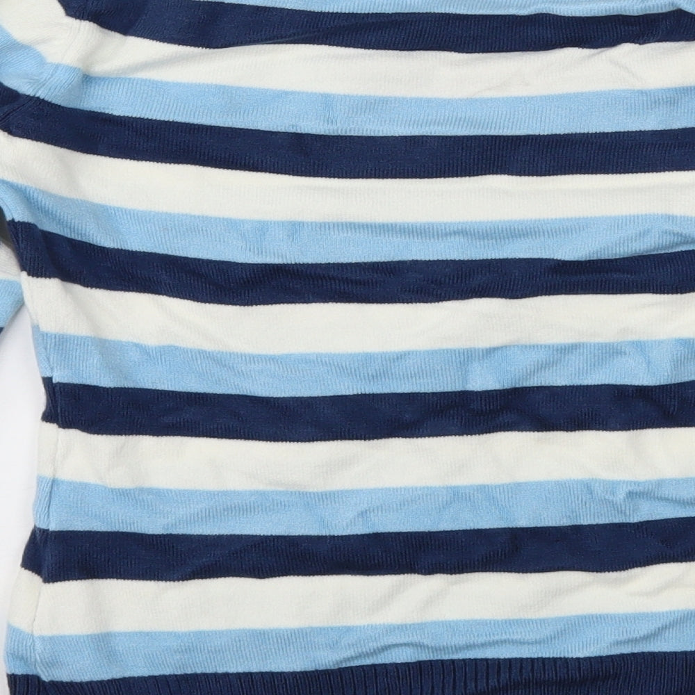 Penfetto Womens Blue Striped Knit Pullover Jumper Size L