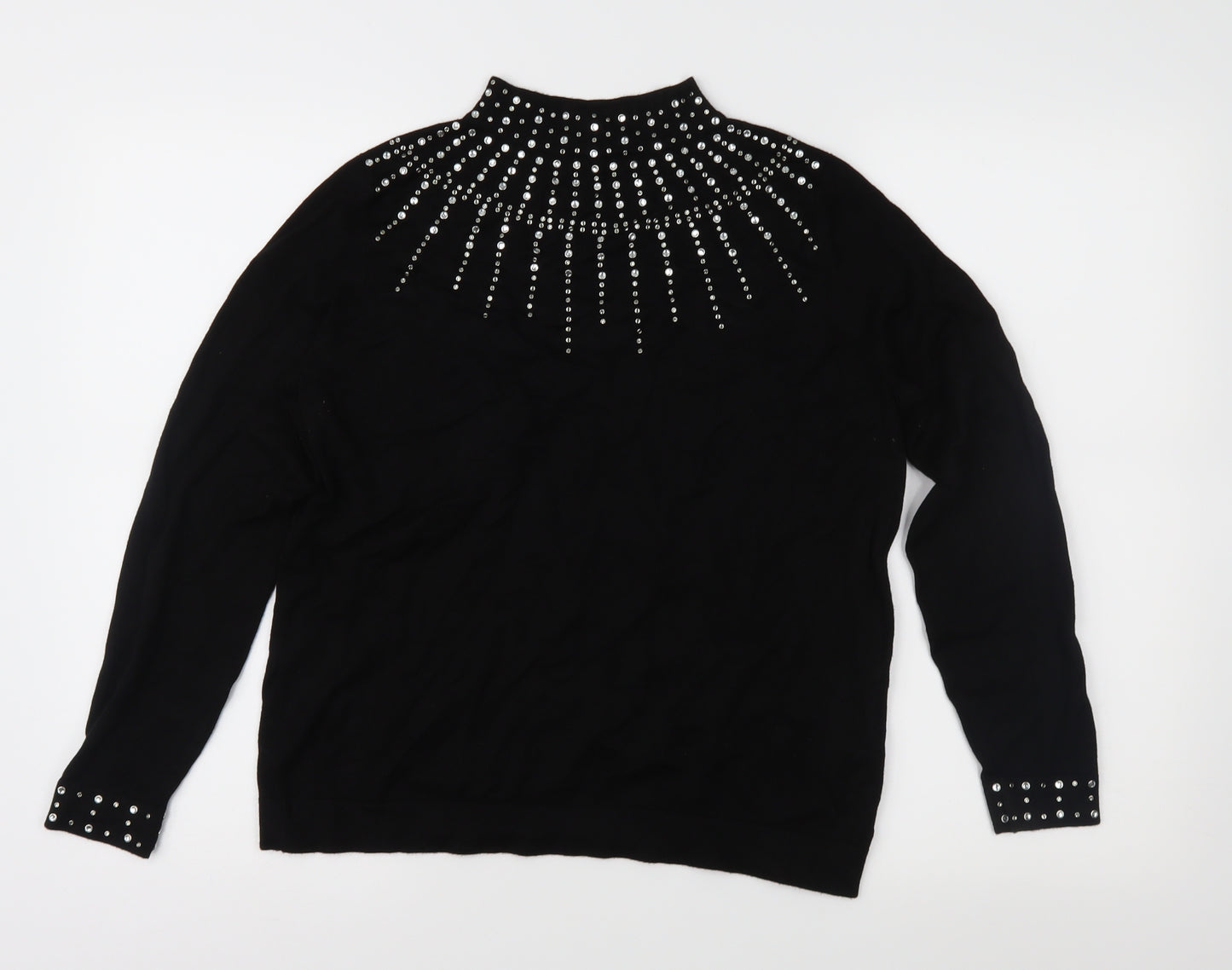 Wallis Womens Black Geometric Knit Pullover Jumper Size 14