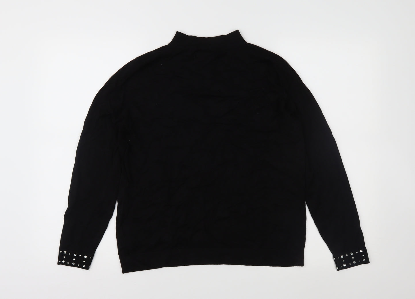 Wallis Womens Black Geometric Knit Pullover Jumper Size 14