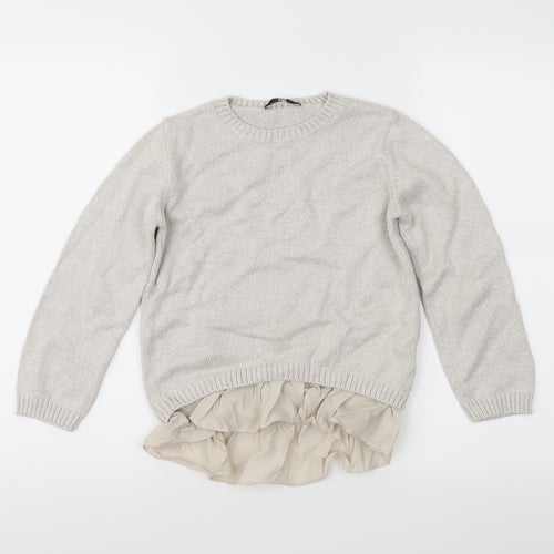 Marks and Spencer Girls Beige  Knit Pullover Jumper Size 9-10 Years