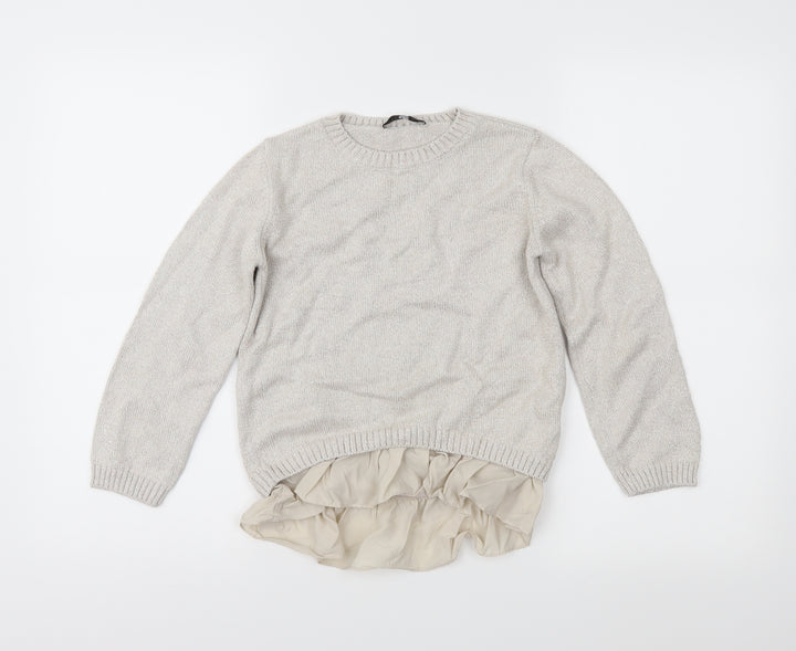 Marks and Spencer Girls Beige Knit Pullover Jumper Size 9-10 Years