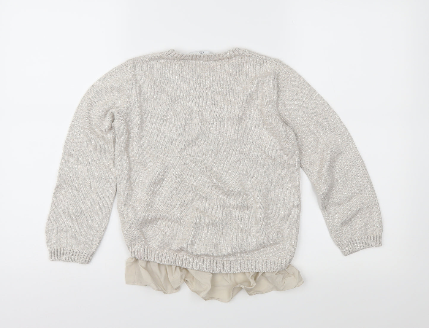 Marks and Spencer Girls Beige  Knit Pullover Jumper Size 9-10 Years