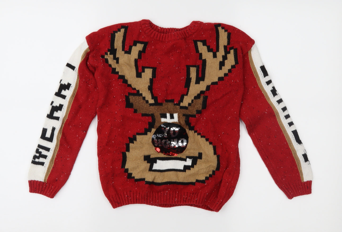 NEXT Boys Red Fair Isle Knit Pullover Jumper Size 7 Years  - Xmas