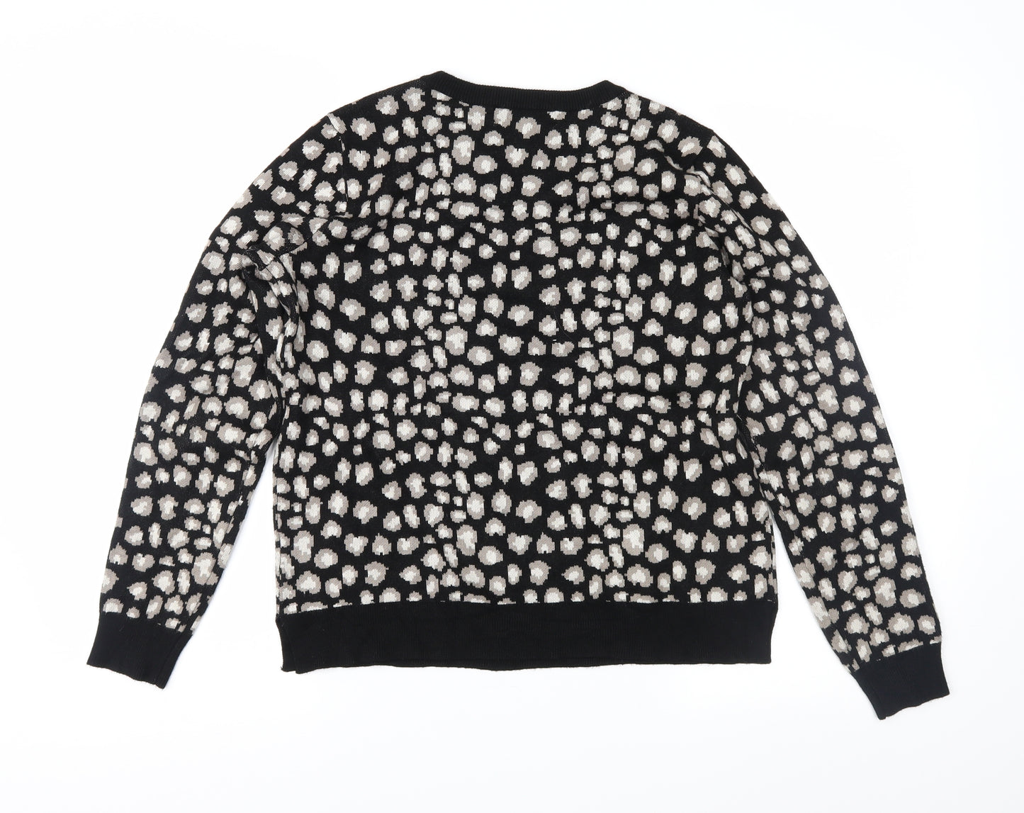 Philosophy Womens Black Animal Print Knit Pullover Jumper Size M