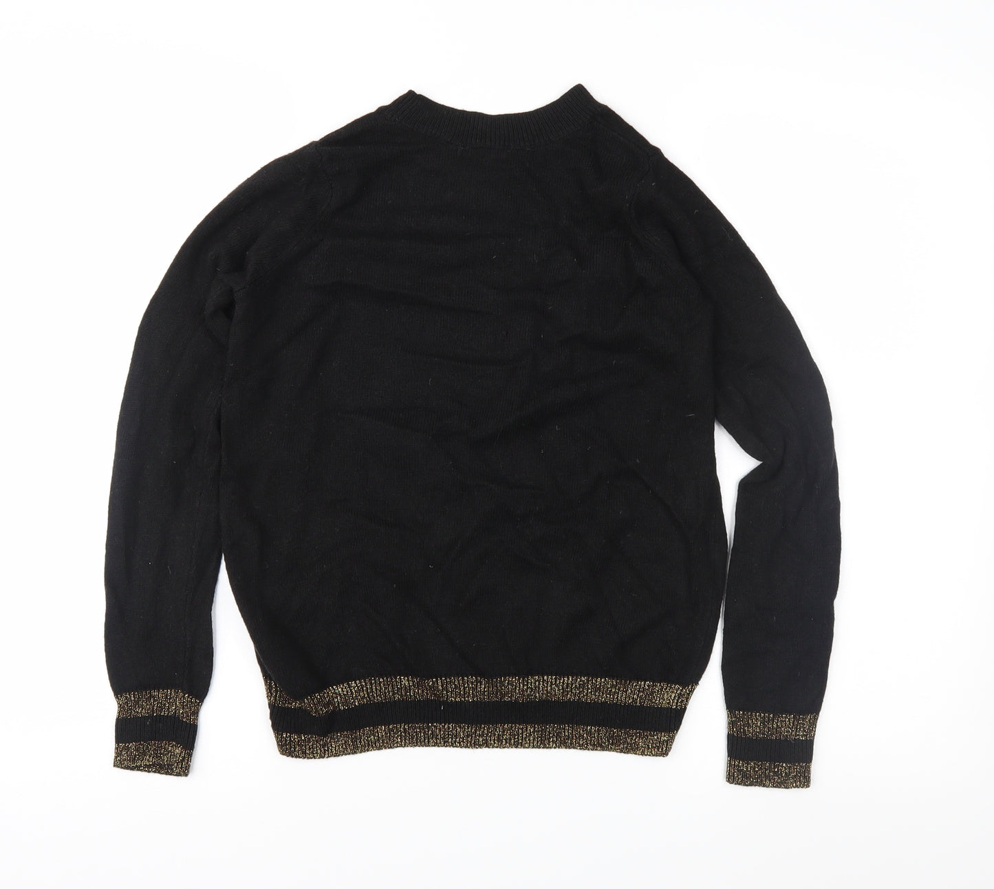 H&M Womens Black Fair Isle Knit Pullover Jumper Size S