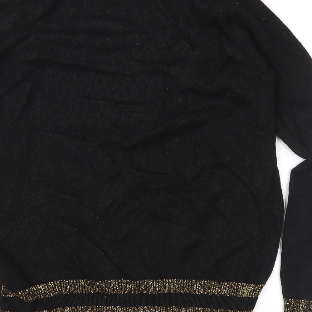 H&M Womens Black Fair Isle Knit Pullover Jumper Size S