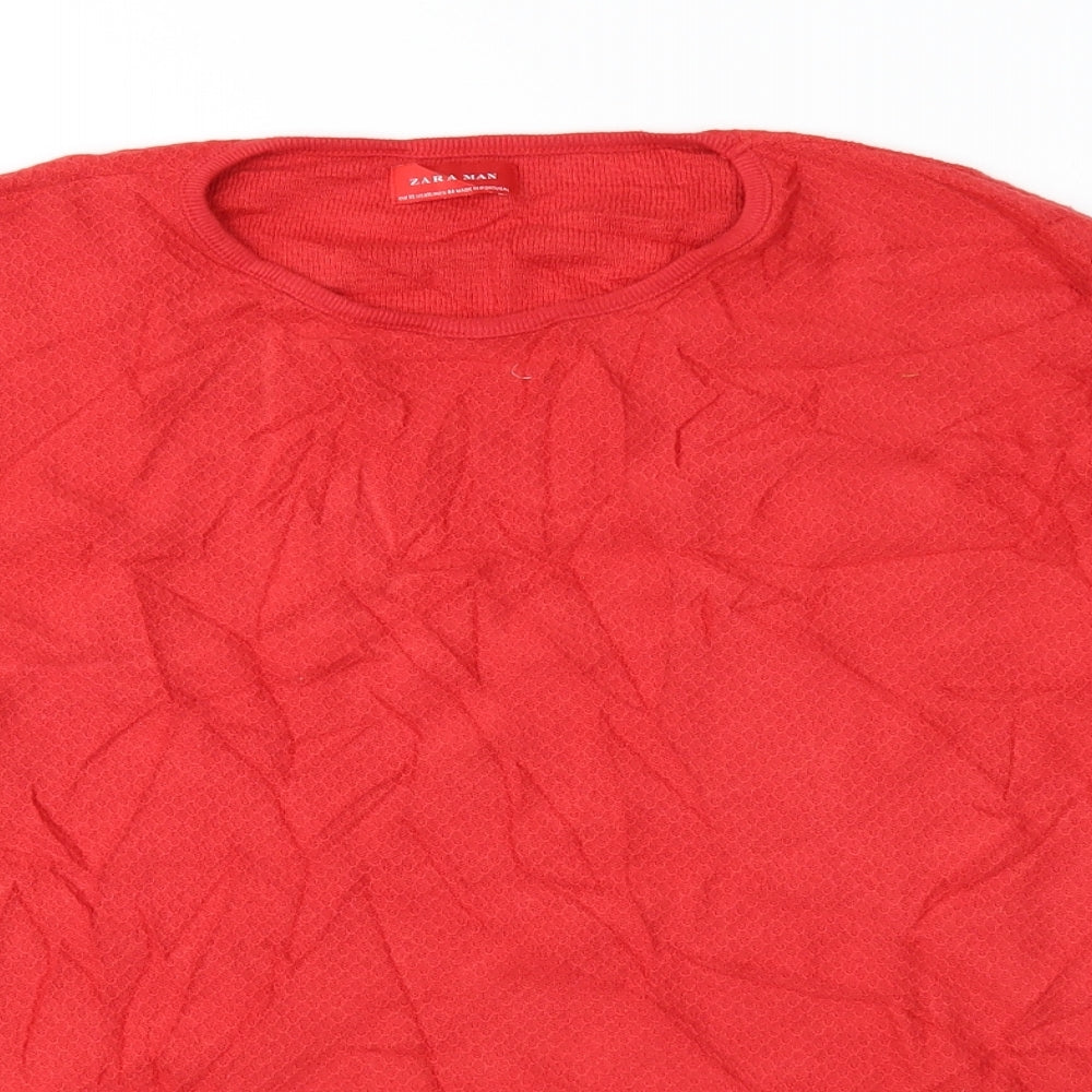 Zara Mens Red  Jersey  T-Shirt Size XL