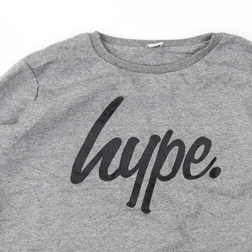 Hype Girls Grey   Pullover Sweatshirt Size 13 Years