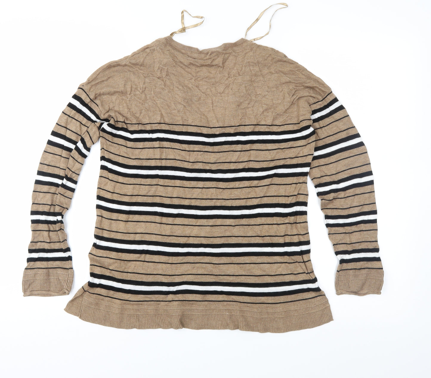 NEXT Womens Brown Striped Knit Pullover Jumper Size 14