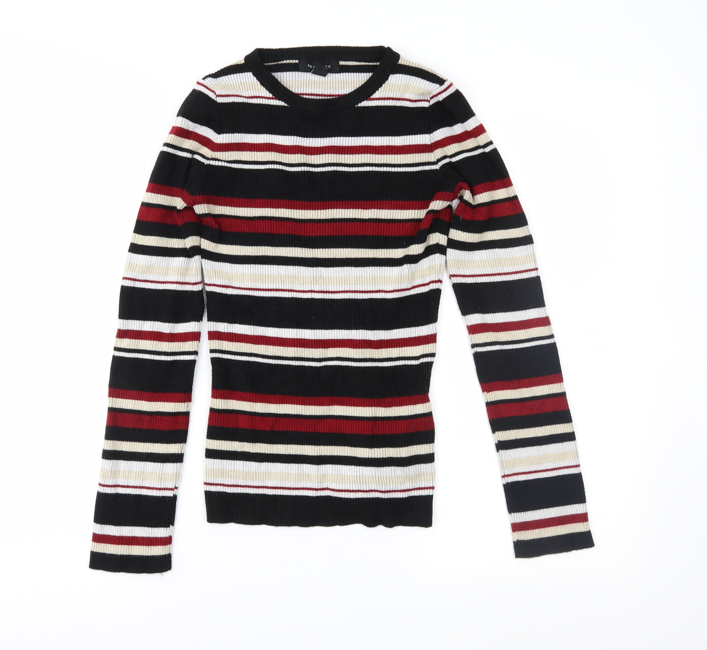 New Look Womens Black Striped Knit Pullover Jumper Size M