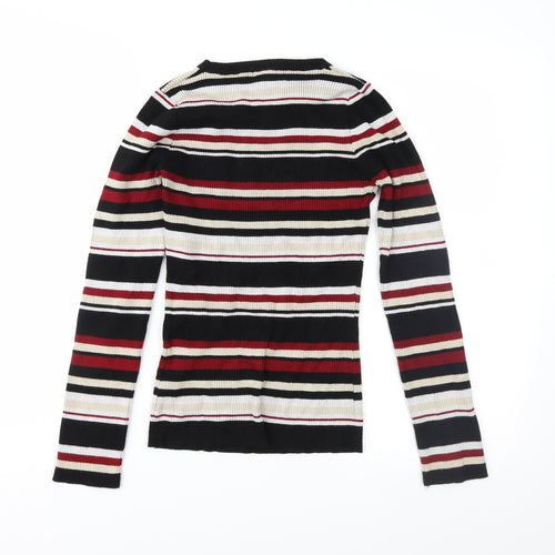 New Look Womens Black Striped Knit Pullover Jumper Size M