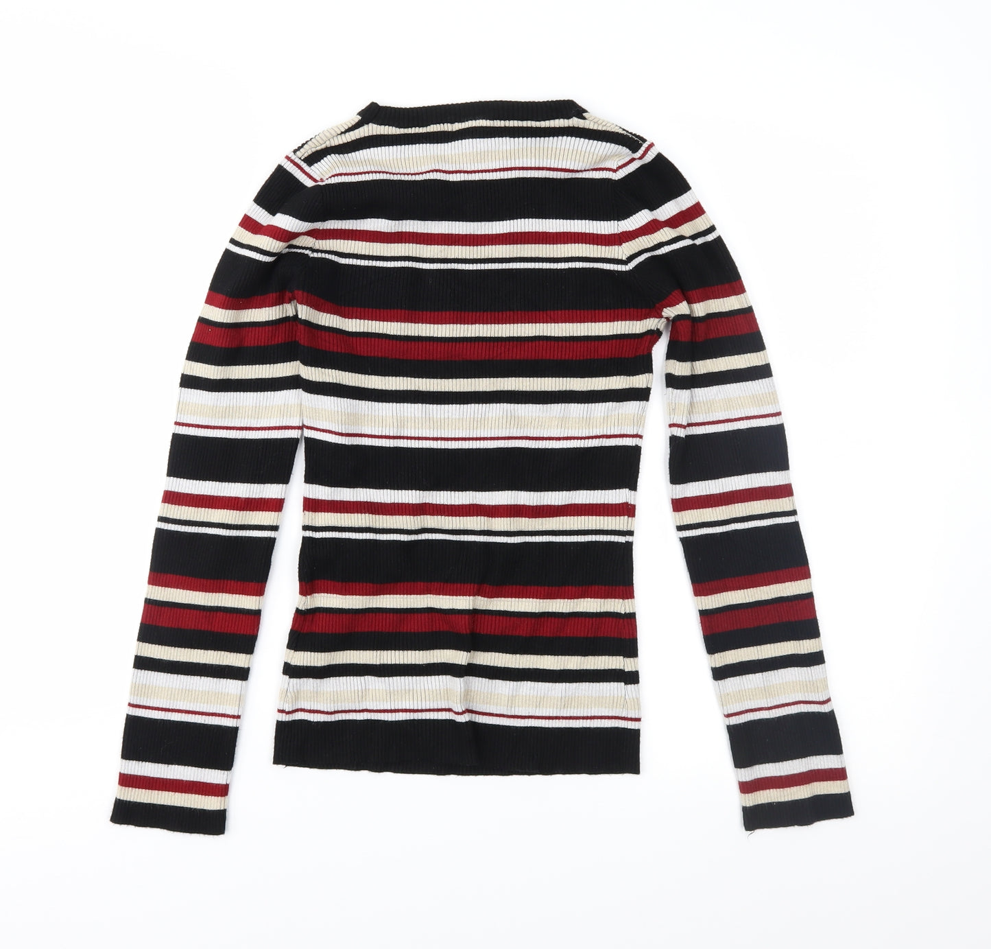 New Look Womens Black Striped Knit Pullover Jumper Size M