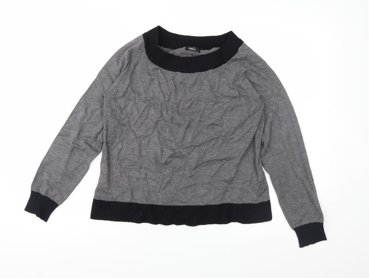 M&Co Womens Grey Knit Pullover Jumper Size L