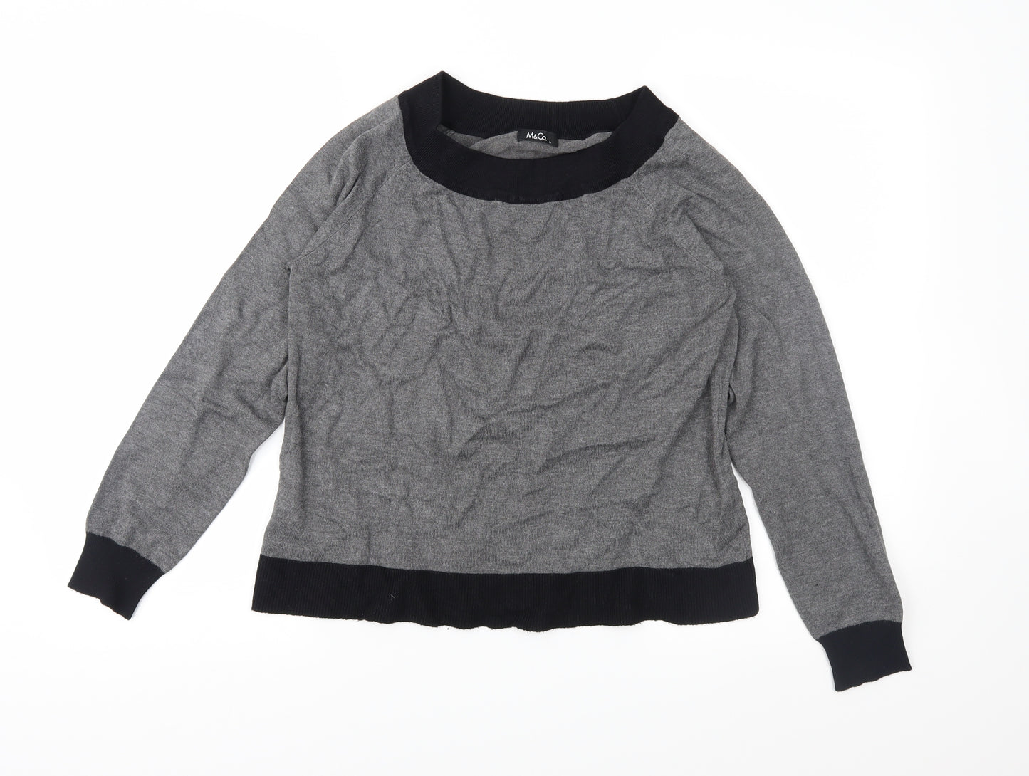 M&Co Womens Grey  Knit Pullover Jumper Size L