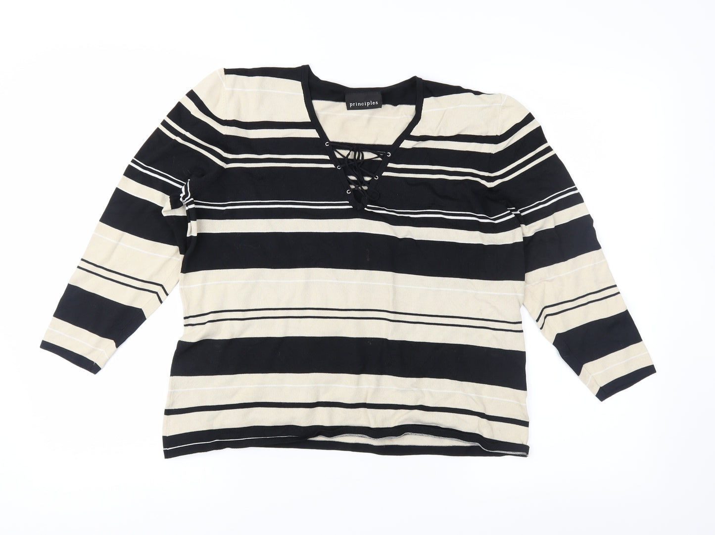 Principles Womens Brown Striped Knit Pullover Jumper Size 18