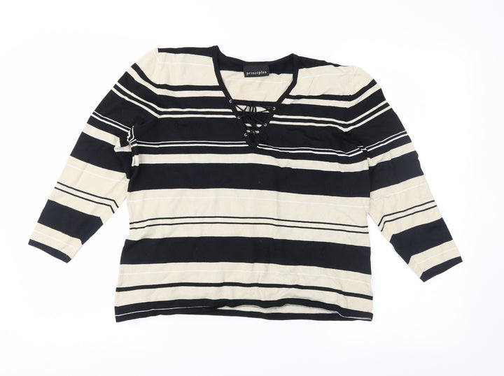 Principles Womens Brown Striped Knit Pullover Jumper Size 18