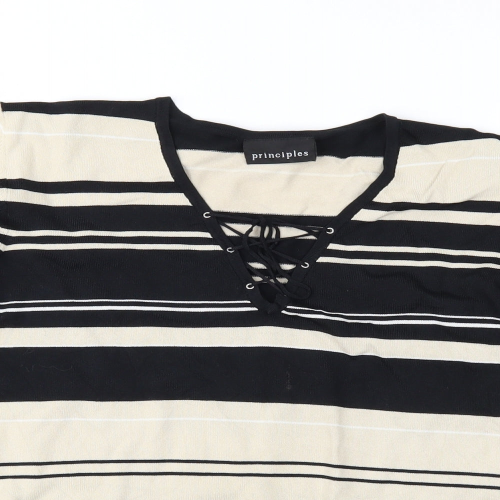 Principles Womens Brown Striped Knit Pullover Jumper Size 18