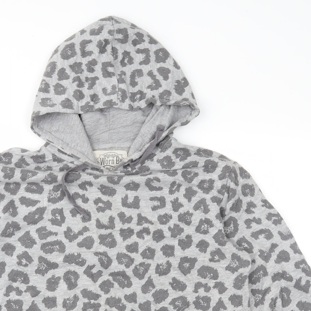 Worn By Womens Green Animal Print  Pullover Hoodie Size M