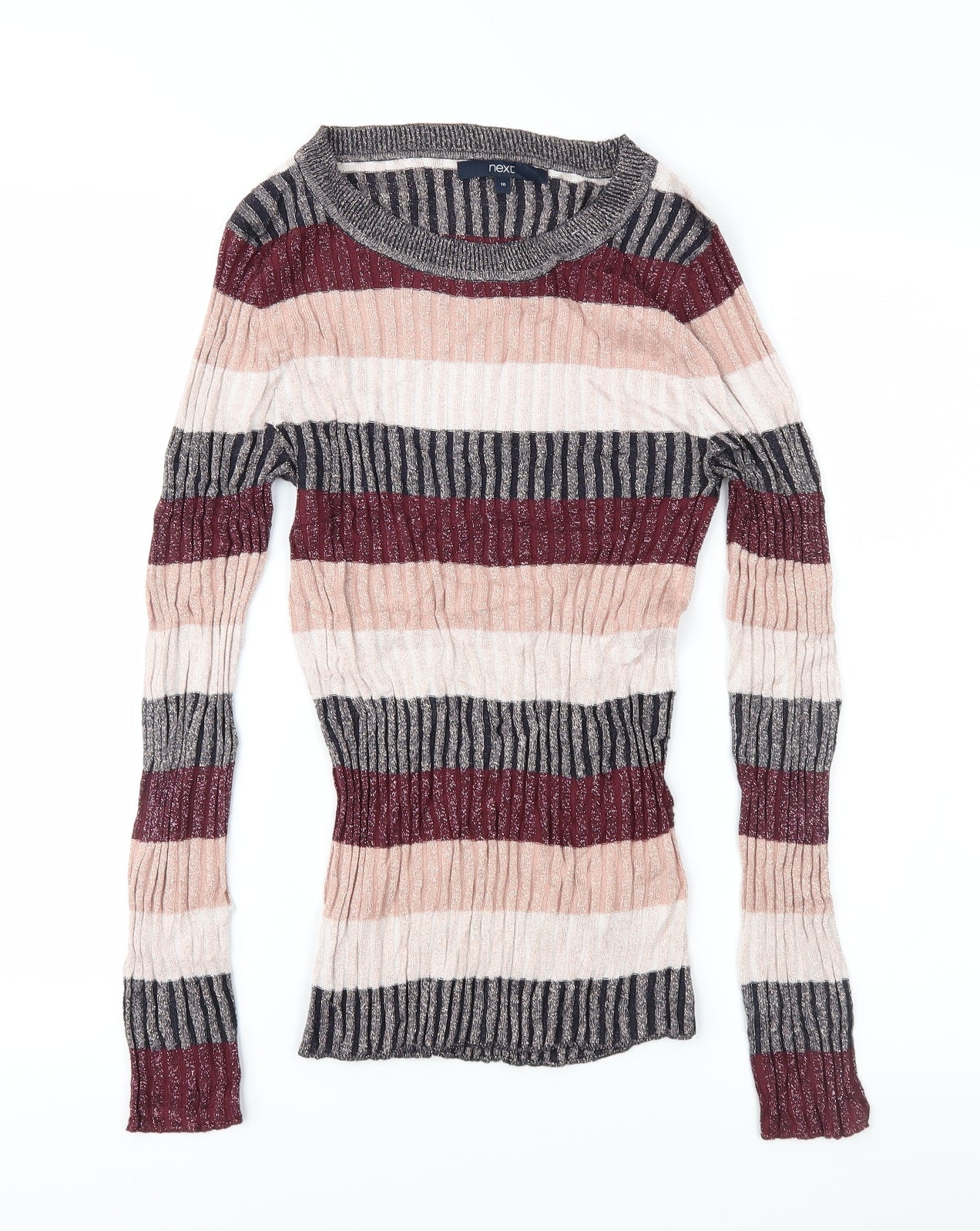 NEXT Womens Pink Striped Knit Pullover Jumper Size 10