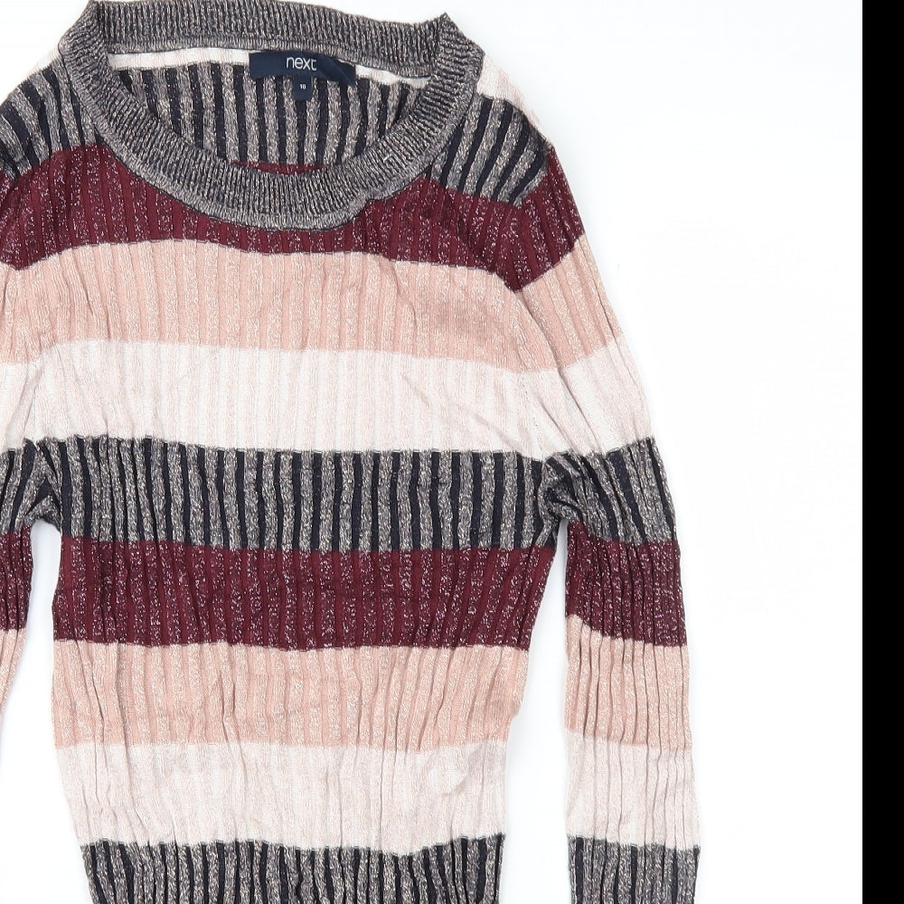 NEXT Womens Pink Striped Knit Pullover Jumper Size 10