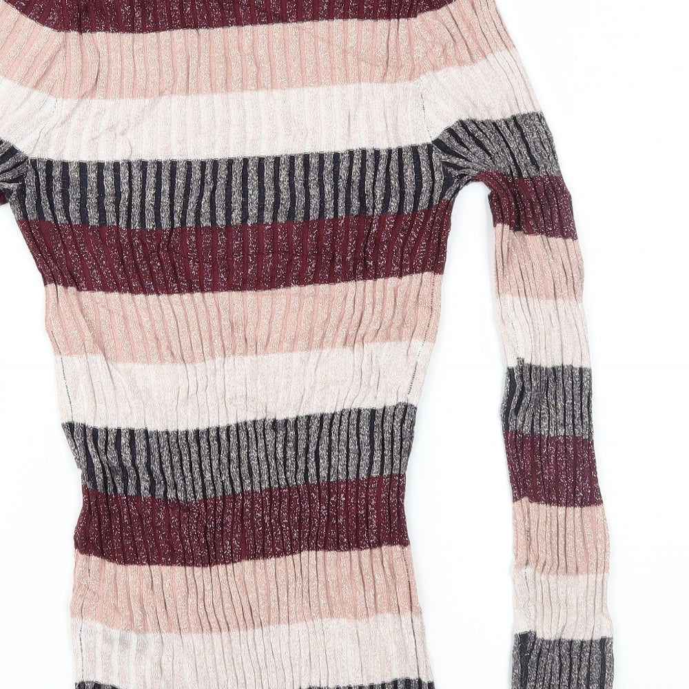 NEXT Womens Pink Striped Knit Pullover Jumper Size 10