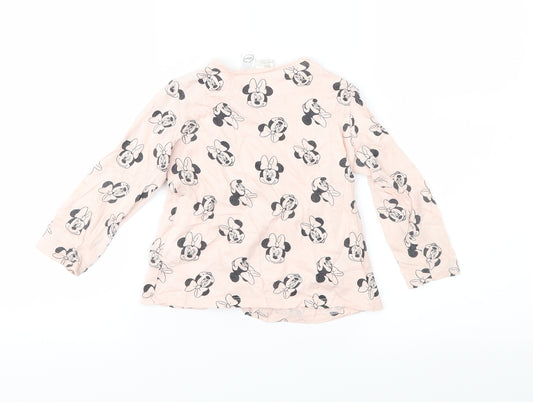Front view of Disney girls’ pink geometric jersey basic t-shirt, size 18-24, months - minnie mouse