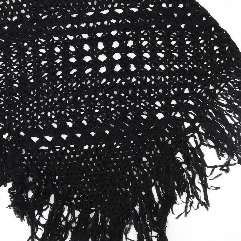 Sky Designs Womens Black  Crochet Overcoat Poncho Size S