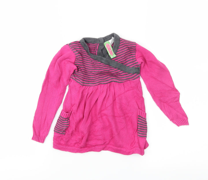Sophie and Sam Girls Pink Striped Knit Jumper Dress  Size 12-18 Months