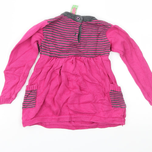 Sophie and Sam Girls Pink Striped Knit Jumper Dress  Size 12-18 Months