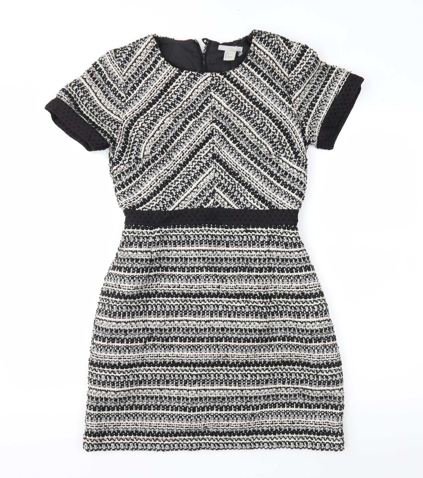 H&M Womens Black Geometric  Fit & Flare  Size 8
