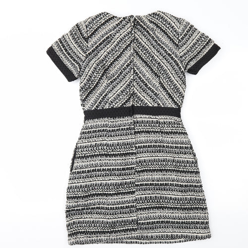 H&M Womens Black Geometric  Fit & Flare  Size 8