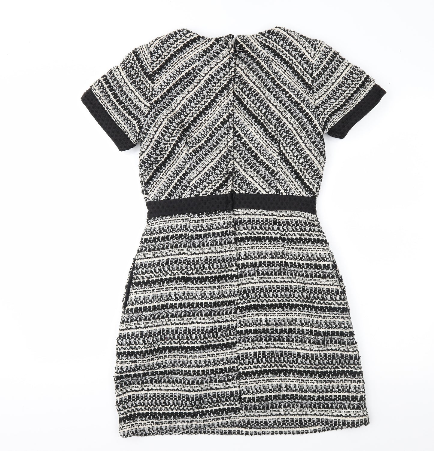 H&M Womens Black Geometric  Fit & Flare  Size 8