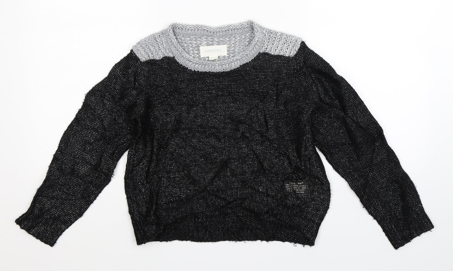 Diesel Womens Black  Knit Pullover Jumper Size 12