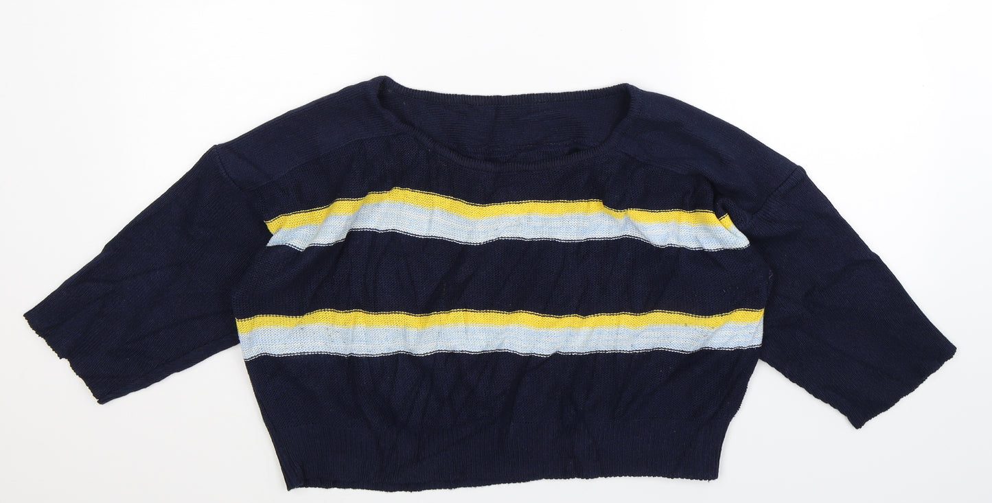 Preworn Womens Blue Striped Knit Pullover Jumper Size L