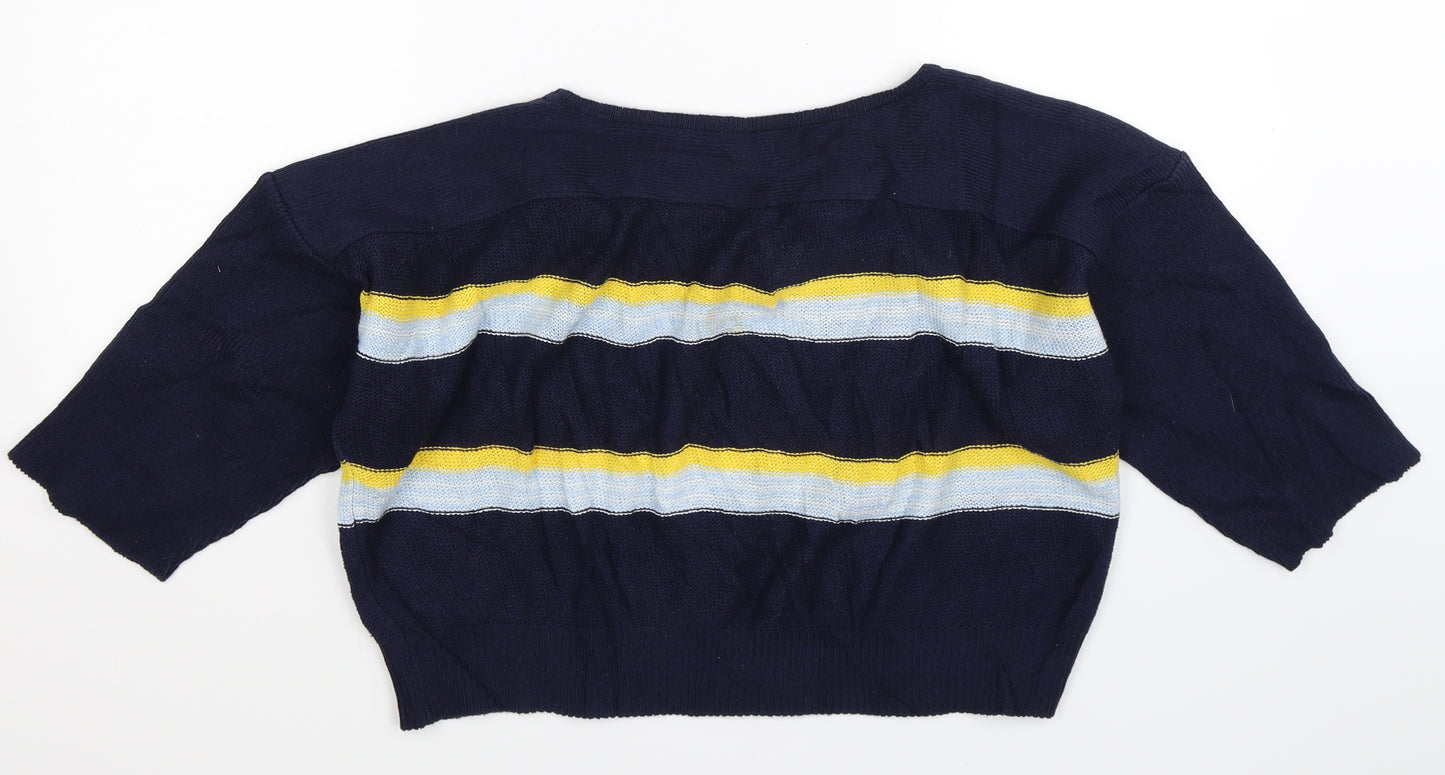 Preworn Womens Blue Striped Knit Pullover Jumper Size L