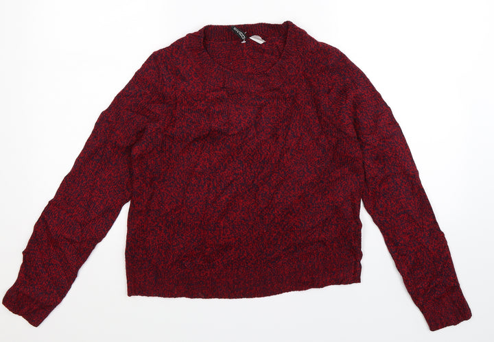 Divided Womens Red Knit Pullover Jumper Size XS