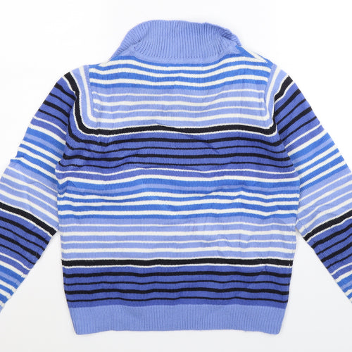 EWM Womens Blue Striped Knit Pullover Jumper Size 12