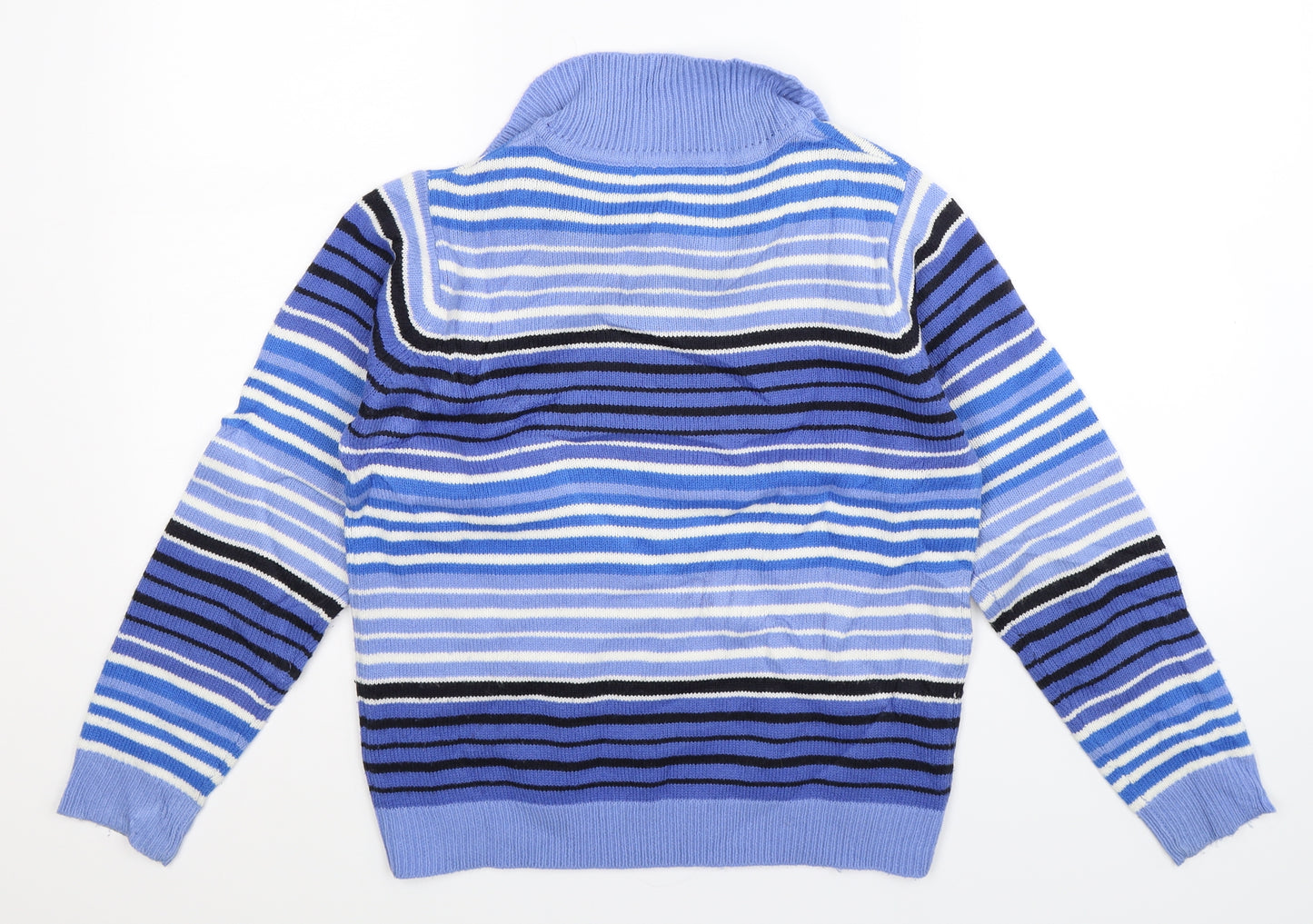 EWM Womens Blue Striped Knit Pullover Jumper Size 12