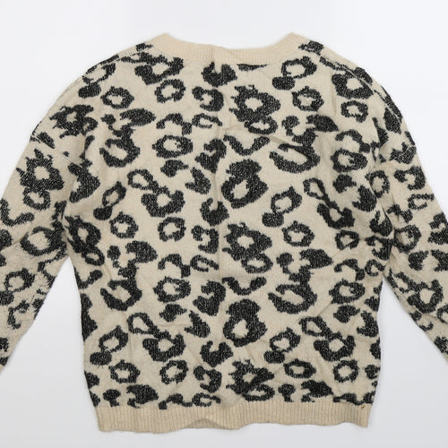 Per Una Womens Beige Animal Print Knit Pullover Jumper Size S  - Oversized