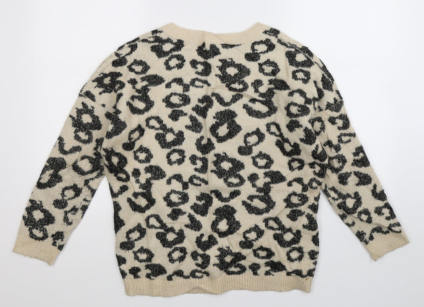 Per Una Womens Beige Animal Print Knit Pullover Jumper Size S  - Oversized