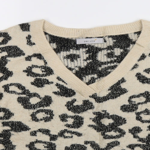 Per Una Womens Beige Animal Print Knit Pullover Jumper Size S  - Oversized