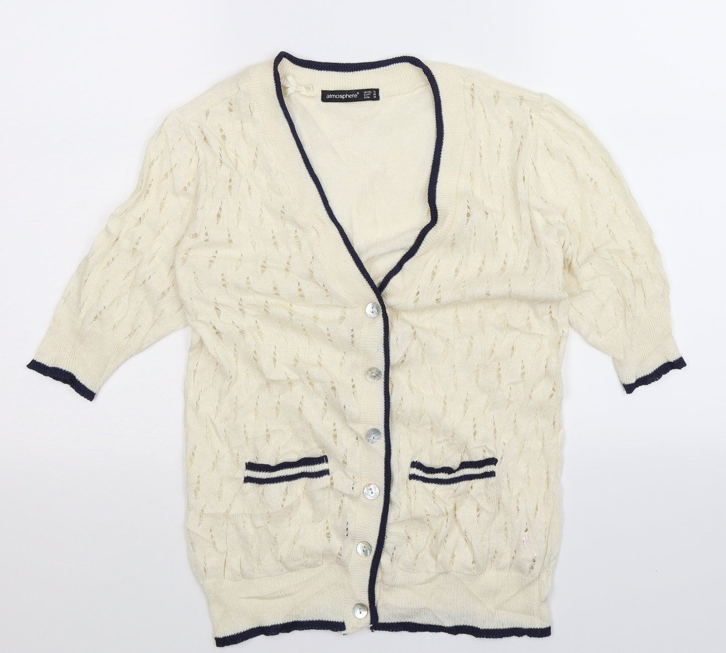 Atmosphere Womens White  Knit Cardigan Jumper Size 12