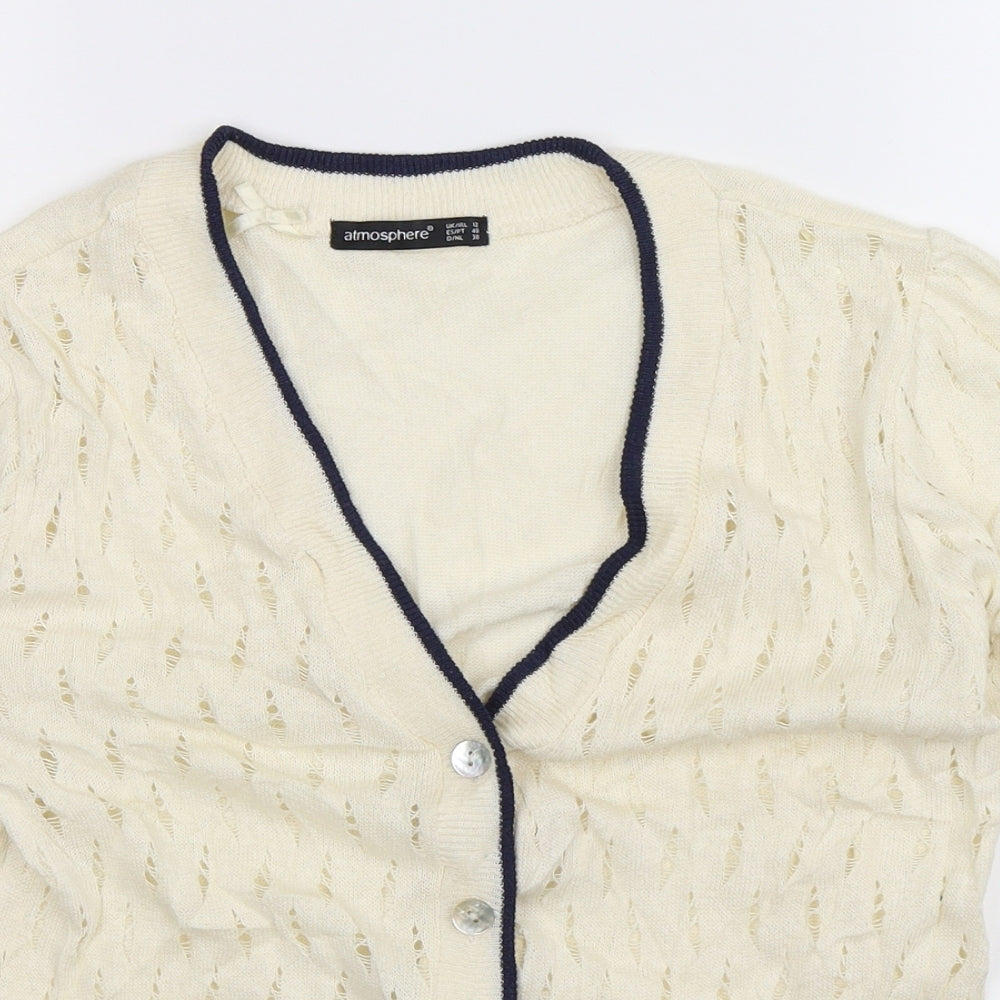 Atmosphere Womens White  Knit Cardigan Jumper Size 12