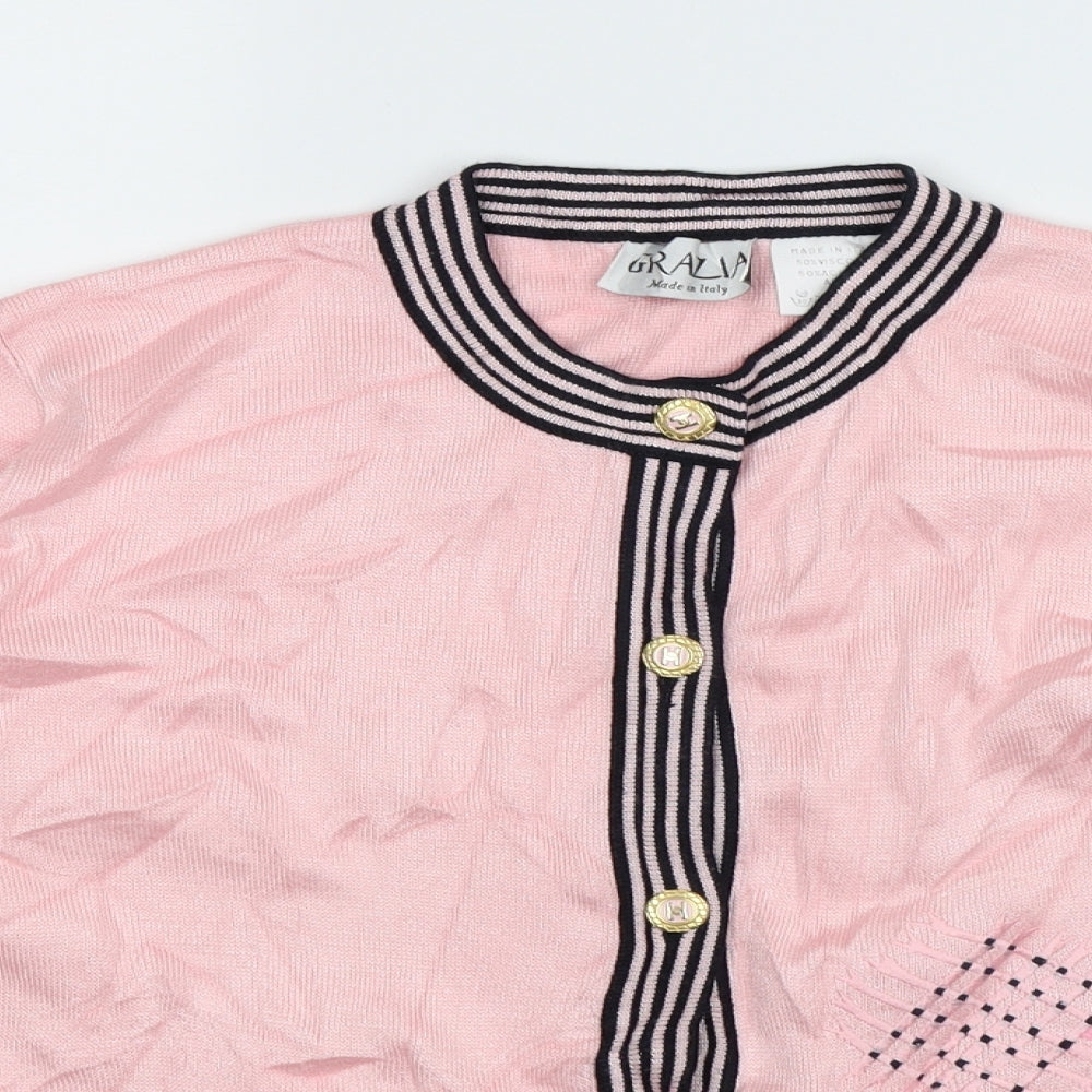 Grazia Womens Pink  Knit Cardigan Jumper Size 14