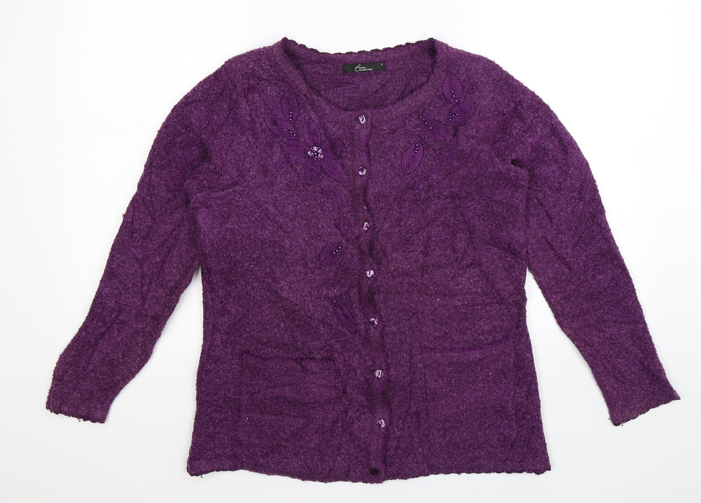 BM Womens Purple  Knit Cardigan Jumper Size S