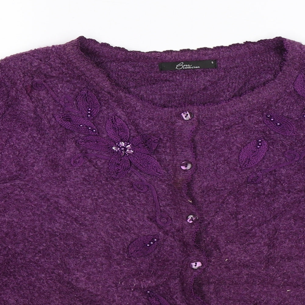 BM Womens Purple  Knit Cardigan Jumper Size S