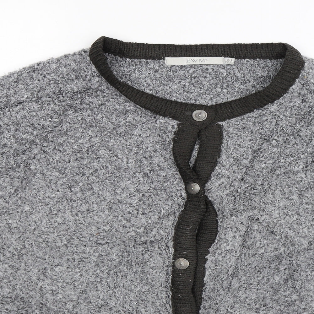 EWM Womens Grey  Knit Cardigan Jumper Size 24