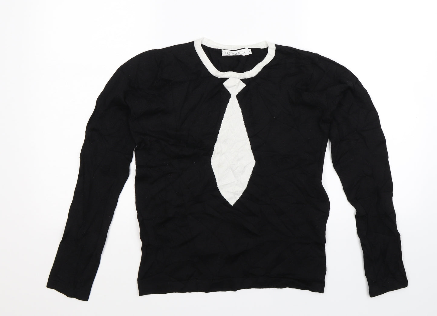 Topshop Womens Black  Knit Pullover Jumper Size 8