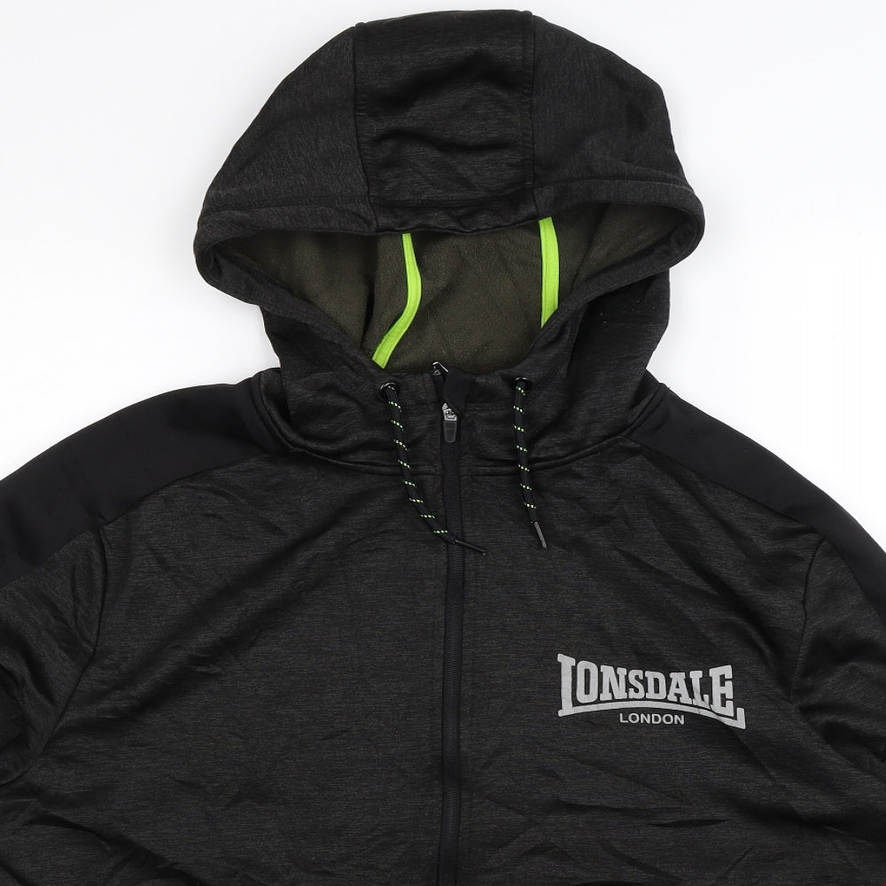 Lonsdale Mens Grey   Full Zip Hoodie Size 2XL